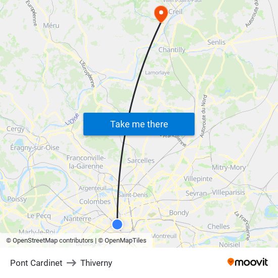 Pont Cardinet to Thiverny map