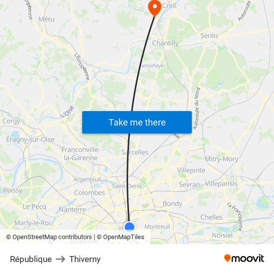 République to Thiverny map