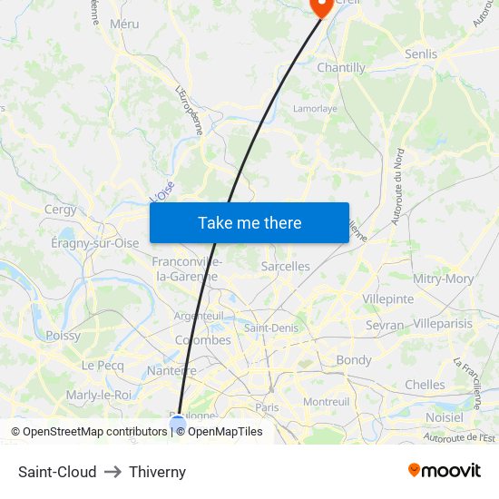 Saint-Cloud to Thiverny map