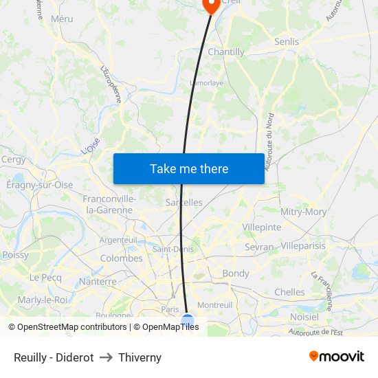 Reuilly - Diderot to Thiverny map