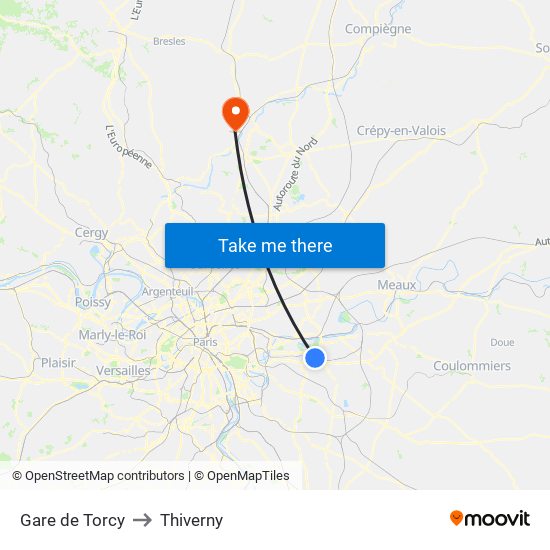 Gare de Torcy to Thiverny map