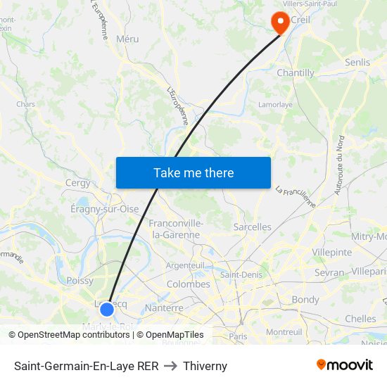 Saint-Germain-En-Laye RER to Thiverny map