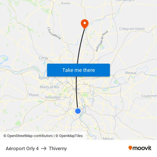 Aéroport Orly 4 to Thiverny map