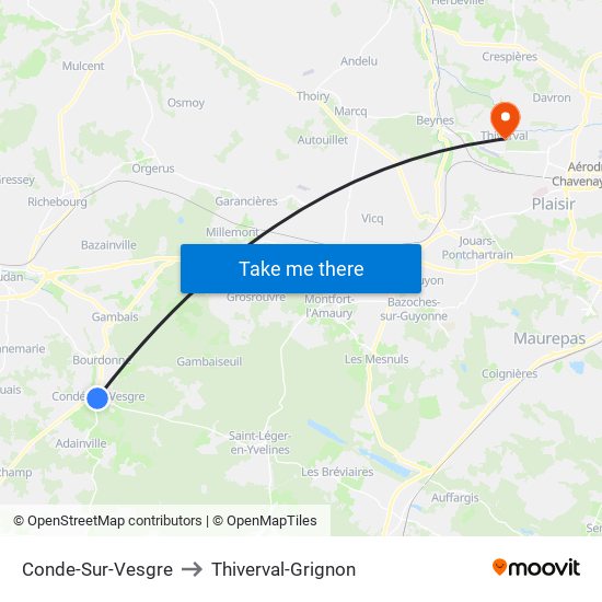 Conde-Sur-Vesgre to Thiverval-Grignon map