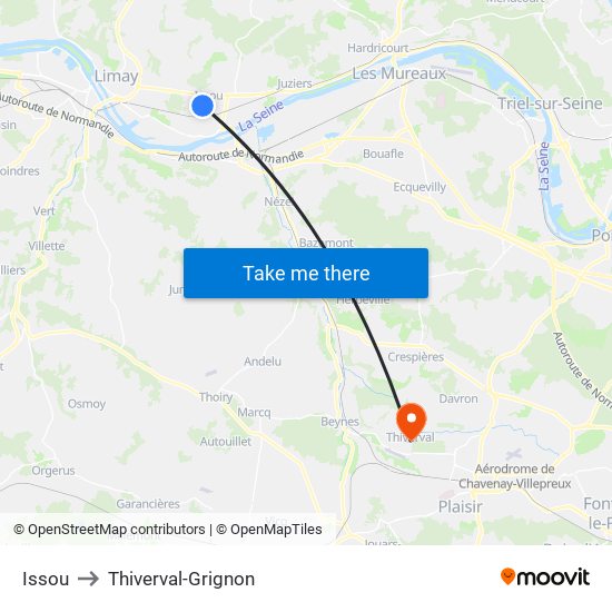 Issou to Thiverval-Grignon map