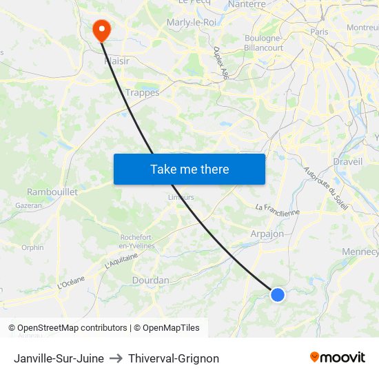 Janville-Sur-Juine to Thiverval-Grignon map