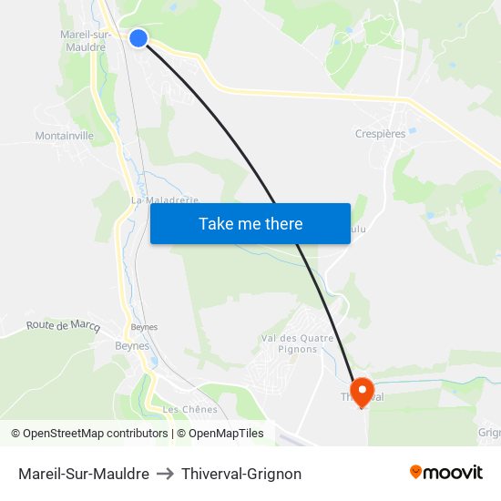 Mareil-Sur-Mauldre to Thiverval-Grignon map