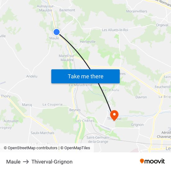 Maule to Thiverval-Grignon map