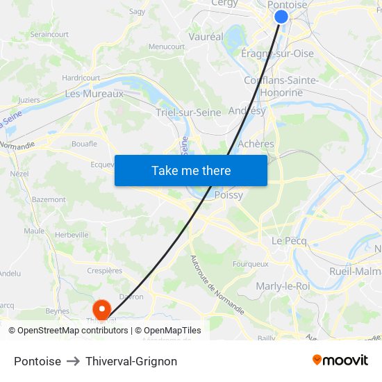 Pontoise to Thiverval-Grignon map