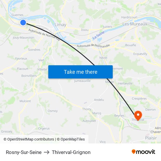 Rosny-Sur-Seine to Thiverval-Grignon map