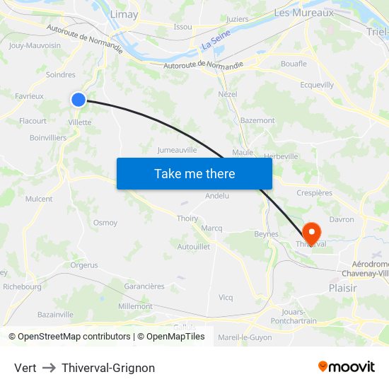 Vert to Thiverval-Grignon map