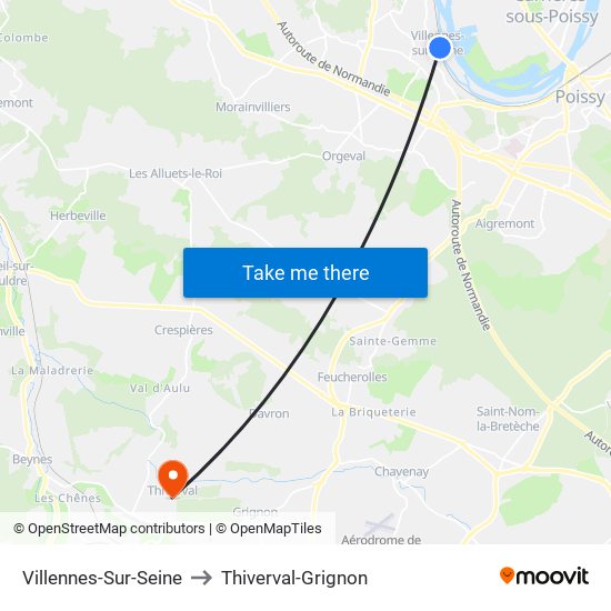 Villennes-Sur-Seine to Thiverval-Grignon map