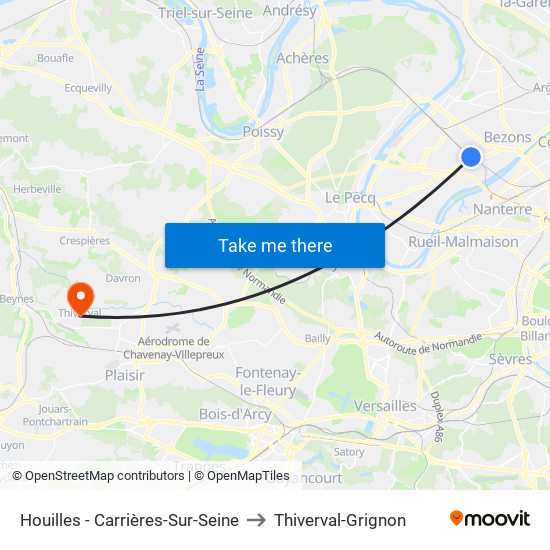 Houilles - Carrières-Sur-Seine to Thiverval-Grignon map