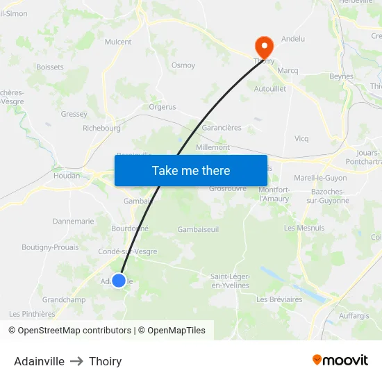 Adainville to Thoiry map
