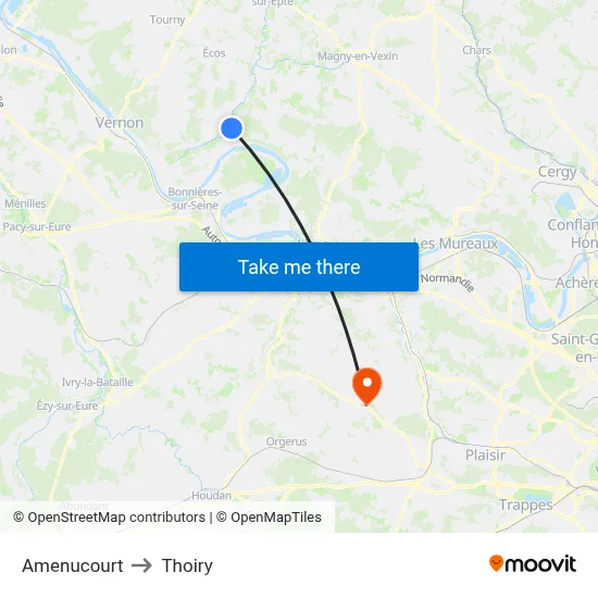 Amenucourt to Thoiry map
