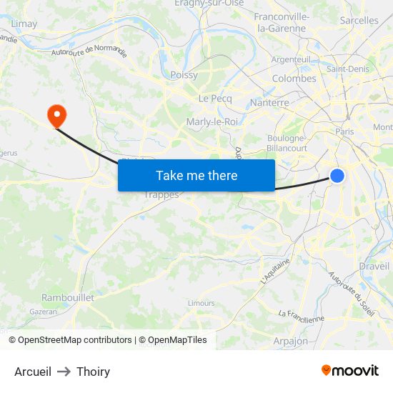 Arcueil to Thoiry map