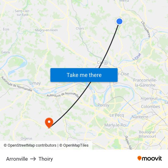 Arronville to Thoiry map