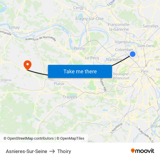 Asnieres-Sur-Seine to Thoiry map