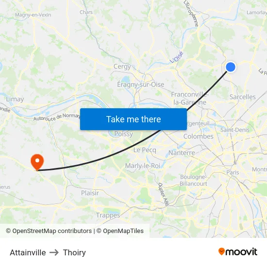 Attainville to Thoiry map