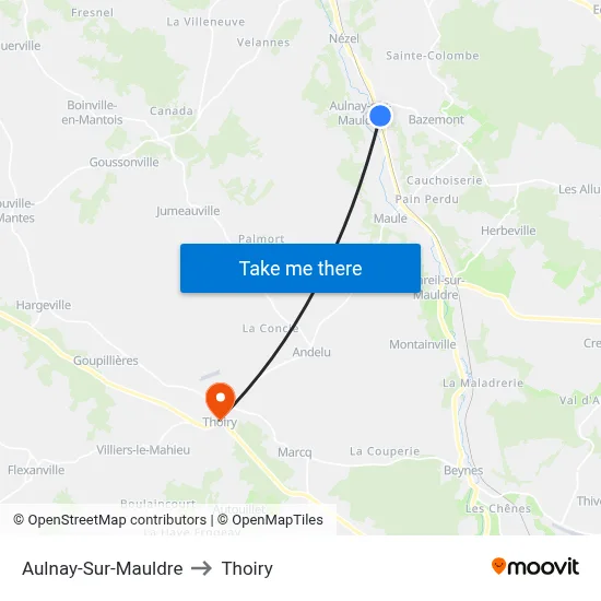 Aulnay-Sur-Mauldre to Thoiry map