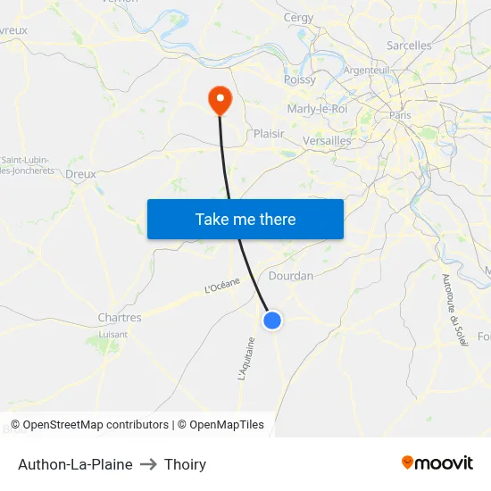 Authon-La-Plaine to Thoiry map