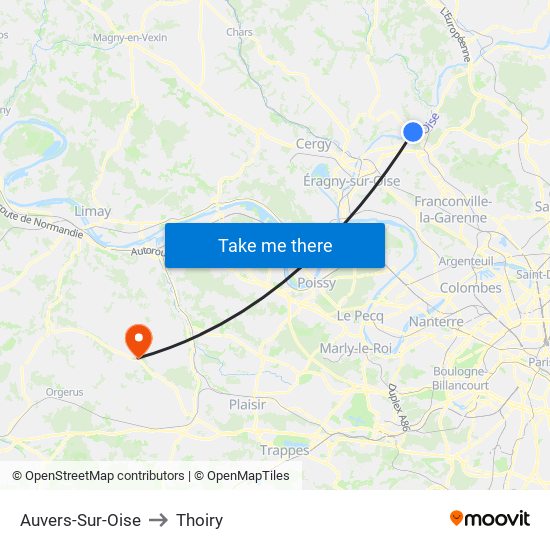 Auvers-Sur-Oise to Thoiry map