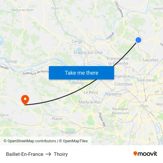 Baillet-En-France to Thoiry map