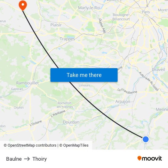 Baulne to Thoiry map