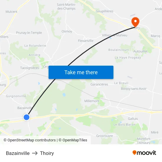 Bazainville to Thoiry map