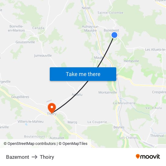 Bazemont to Thoiry map