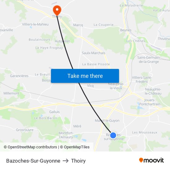 Bazoches-Sur-Guyonne to Thoiry map