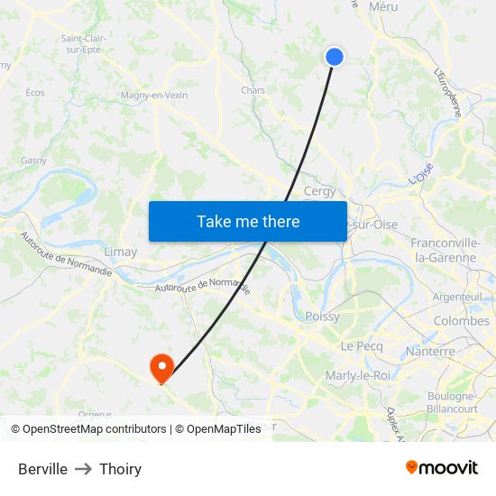 Berville to Thoiry map