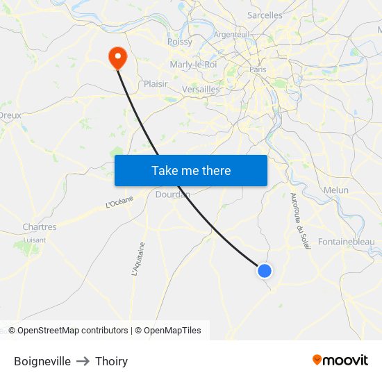 Boigneville to Thoiry map