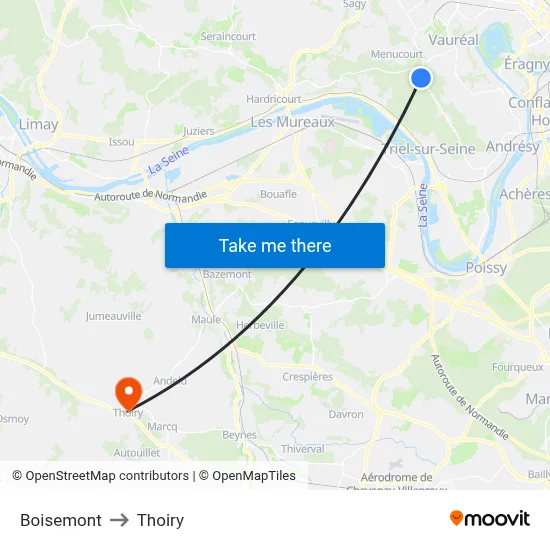 Boisemont to Thoiry map