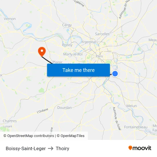 Boissy-Saint-Leger to Thoiry map