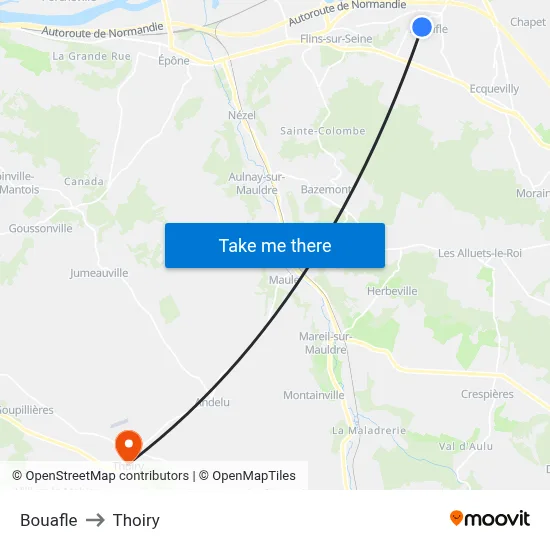 Bouafle to Thoiry map