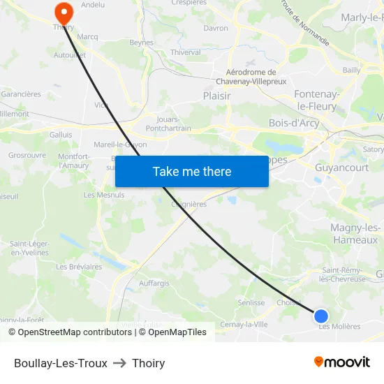 Boullay-Les-Troux to Thoiry map