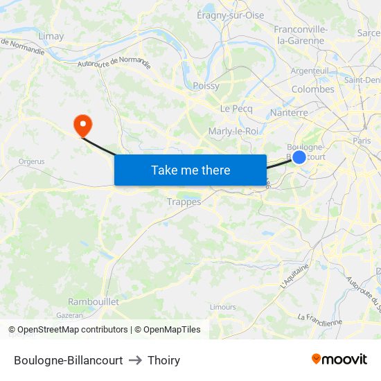 Boulogne-Billancourt to Thoiry map