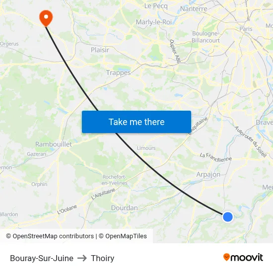 Bouray-Sur-Juine to Thoiry map