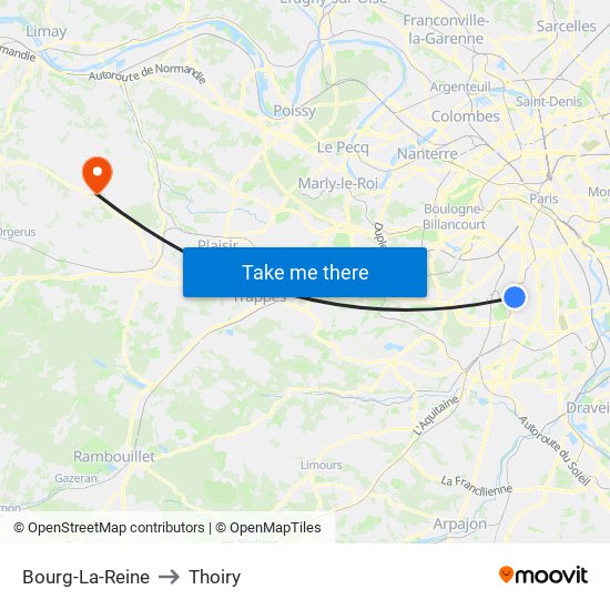 Bourg-La-Reine to Thoiry map