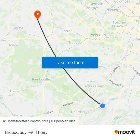 Breux-Jouy to Thoiry map