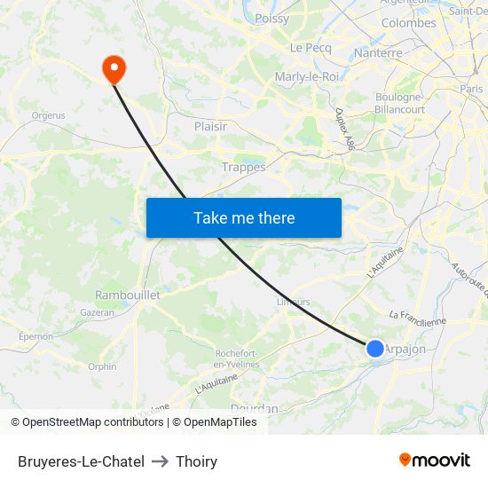 Bruyeres-Le-Chatel to Thoiry map