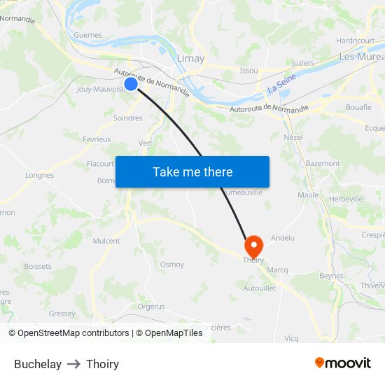 Buchelay to Thoiry map
