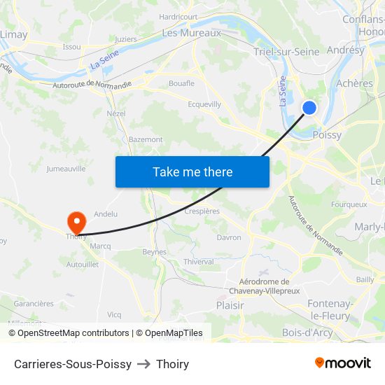 Carrieres-Sous-Poissy to Thoiry map