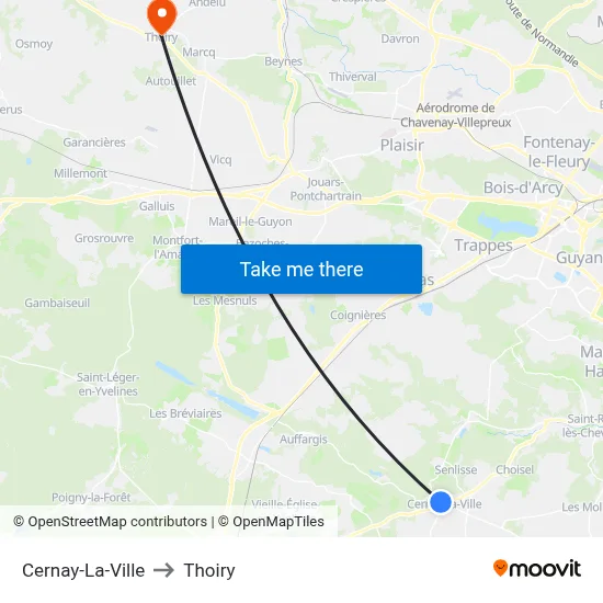 Cernay-La-Ville to Thoiry map