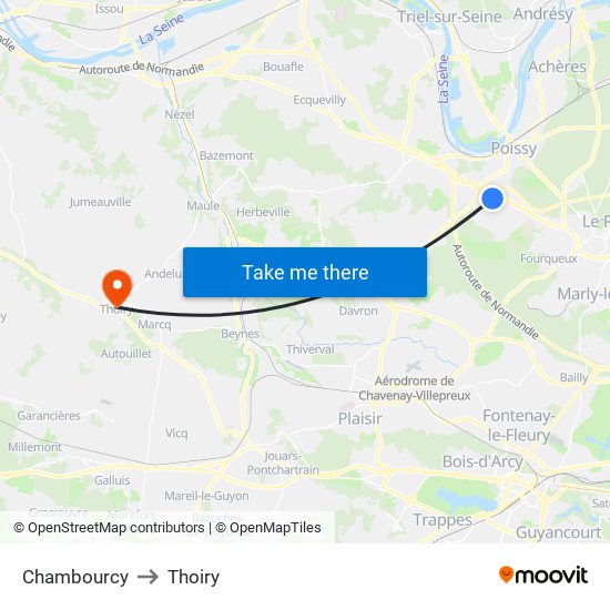 Chambourcy to Thoiry map