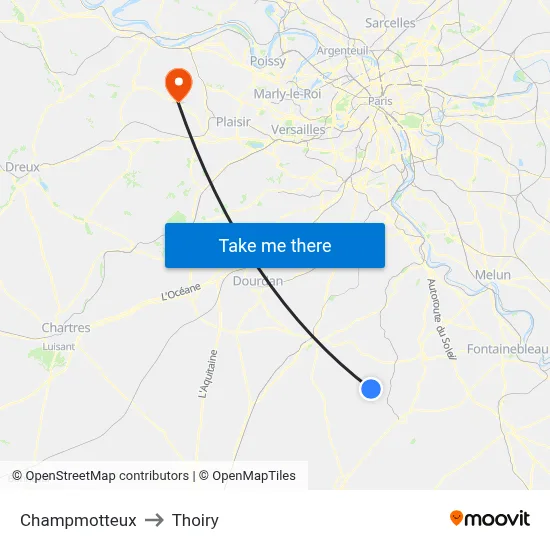 Champmotteux to Thoiry map