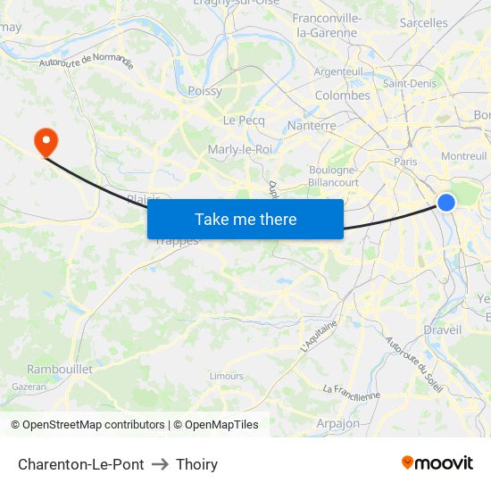 Charenton-Le-Pont to Thoiry map