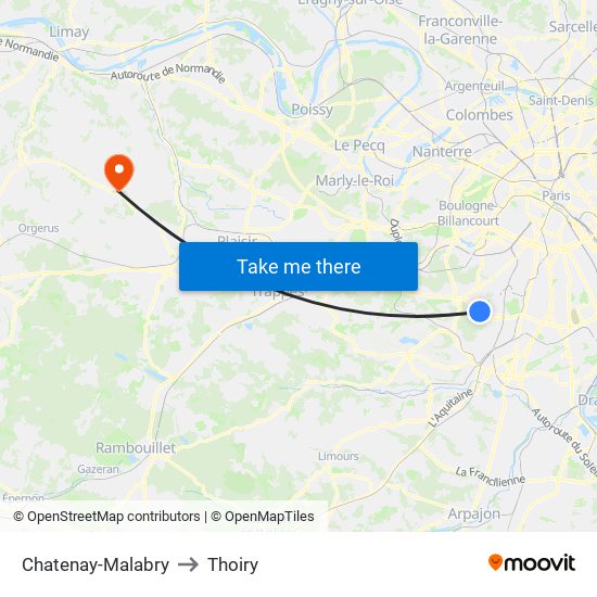 Chatenay-Malabry to Thoiry map