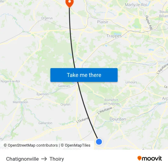 Chatignonville to Thoiry map